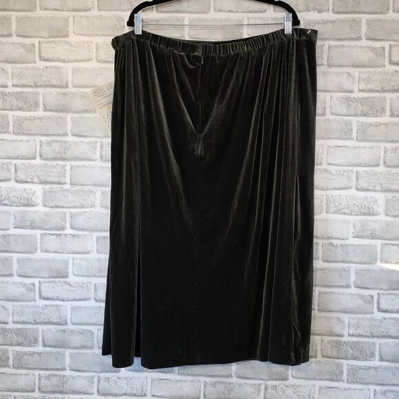 Linea Louis Dell'Olio Dark Green Velvet Skirt NEW Plus Size 3X Evening Party - Picture 2 of 7